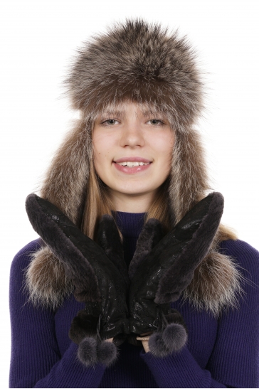 Варежки женские из бобра